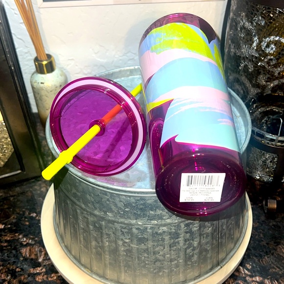 ♥️NWT Starbucks 2024 🌱🌺🍃Spring Metallic Magenta Floral Cold Cup Tumbler - Picture 5 of 5